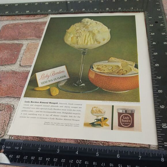 Lady Borden - Ice‎ Cream in Fancy Glass Stemware Dish - Vtg 1961 PRINT AD 8x11 - Picture 2 of 11